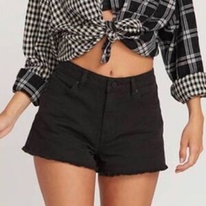 Volcom Black 1991 Frayed Hem Denim Shorts